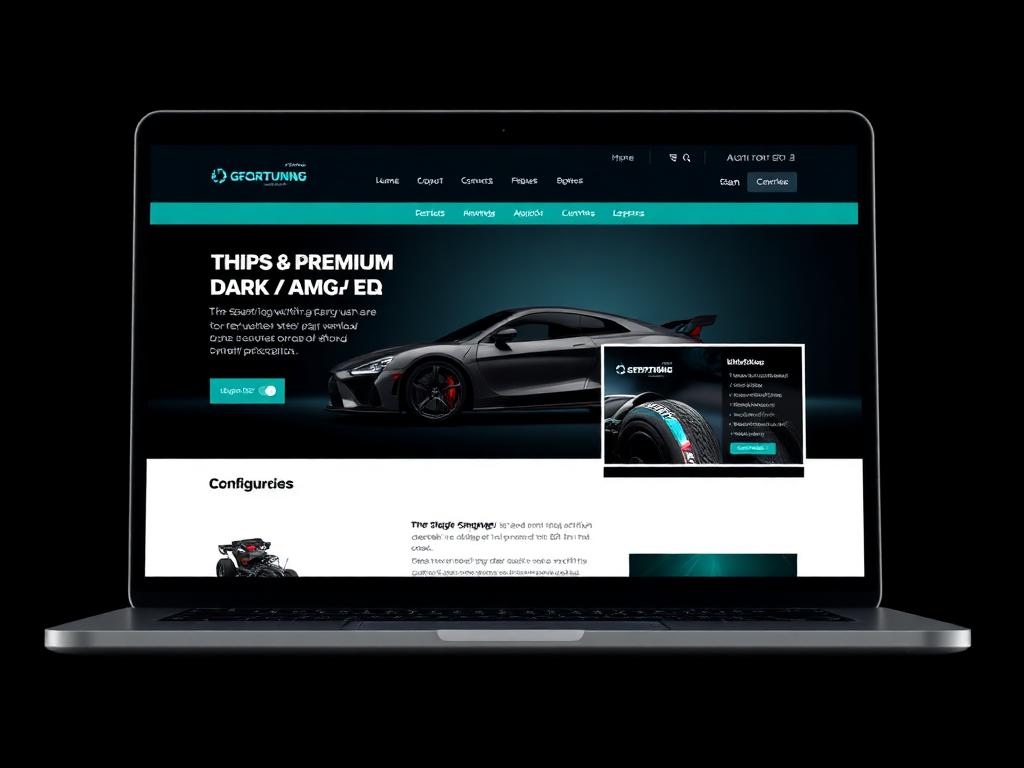 Chiptuning-Konfigurator eingebunden auf einer dunklen Performance-Shop-Website